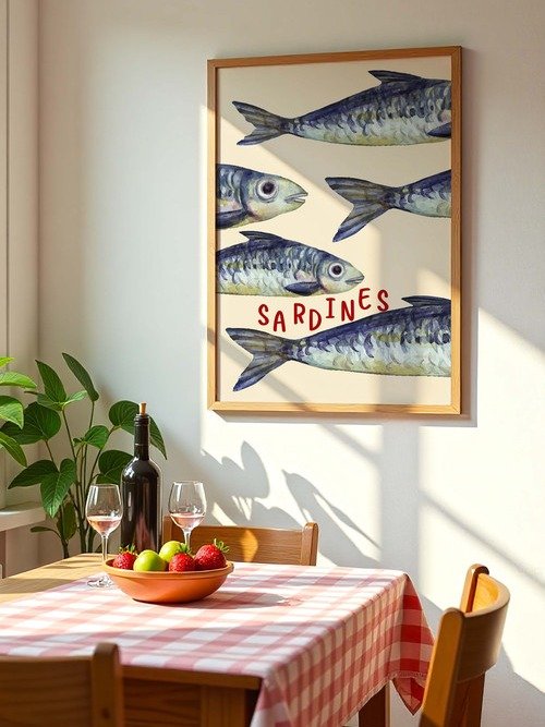 Sardine Wall Art Sardines Tin Fish Poster Colorful Kitchen Print product image (4)