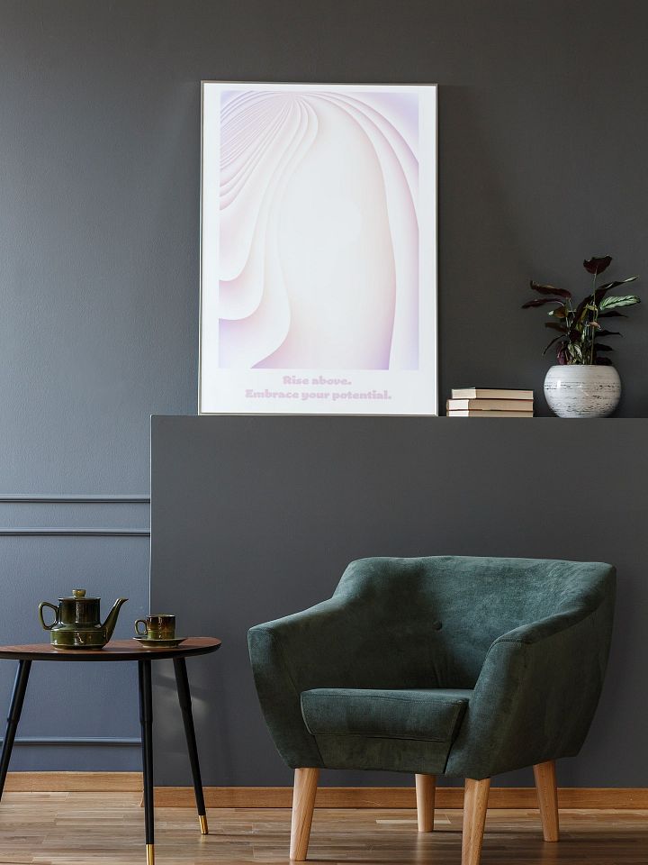 Rise Above Embrace Potential Poster, Inspirational Quote Print, Soft Pastel Wall Art, Modern Office Decor, Motivational Message Artwork product image (2)