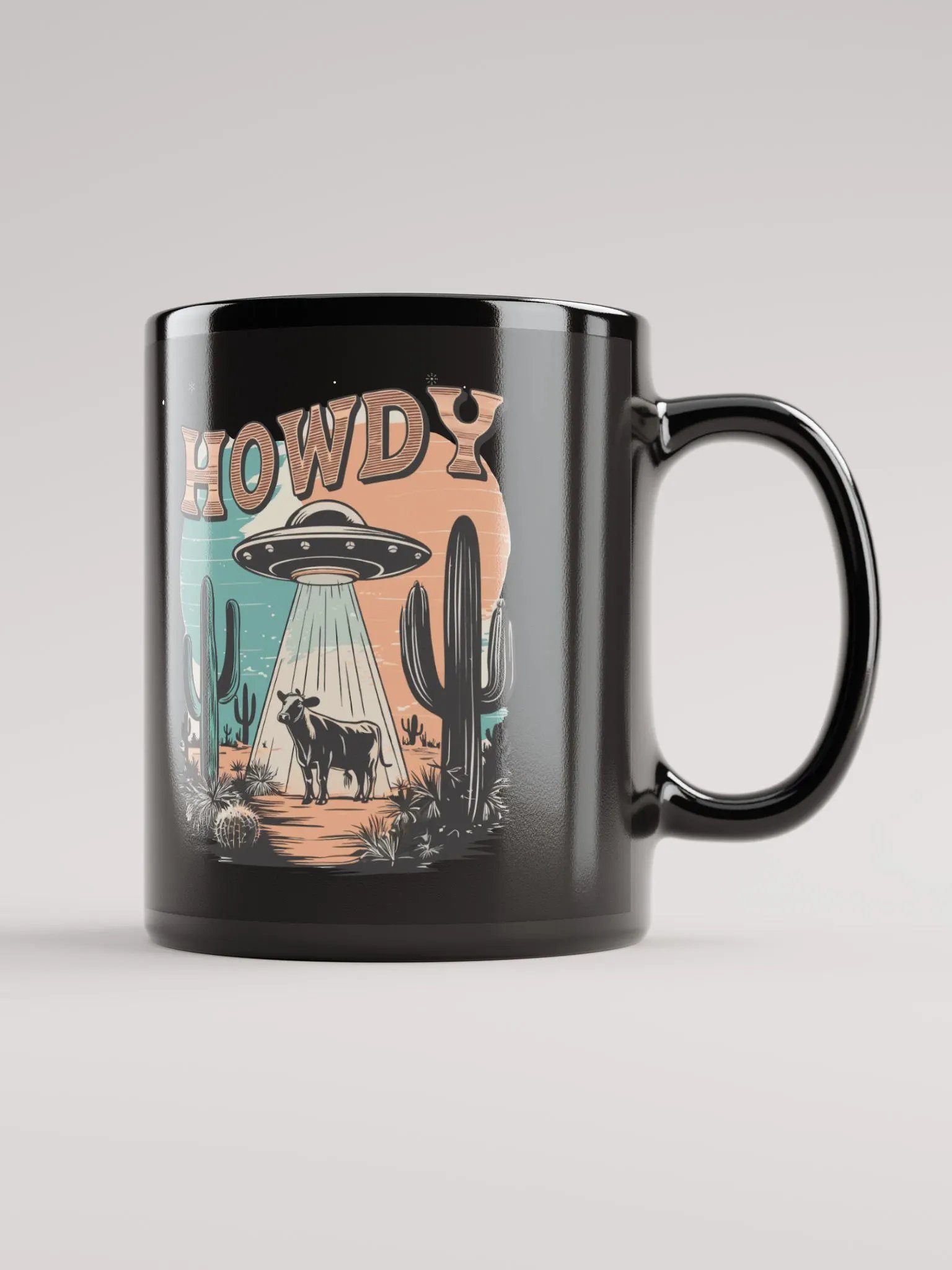"Howdy-UFO" black glossy mug product image (4)