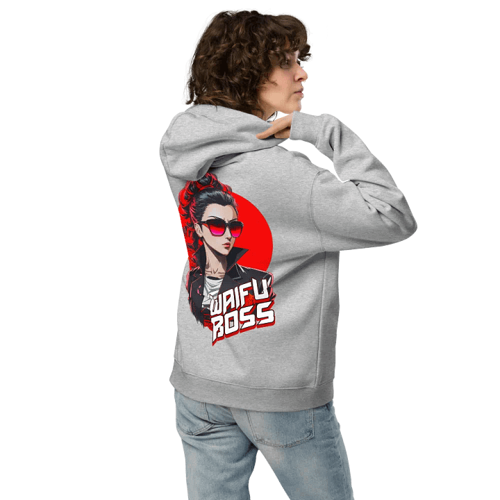 Waifu Boss - Premium Hoodie - Athletic Heather - v2 - Back Printed Design product image (2)