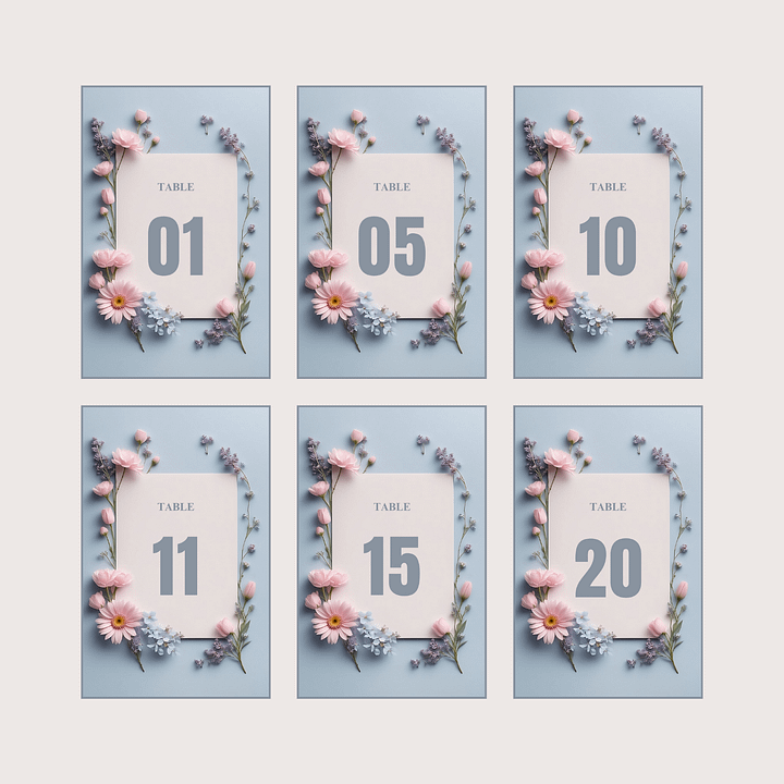 Floral Table Number Card - Dizynai (DTN-08) product image (2)