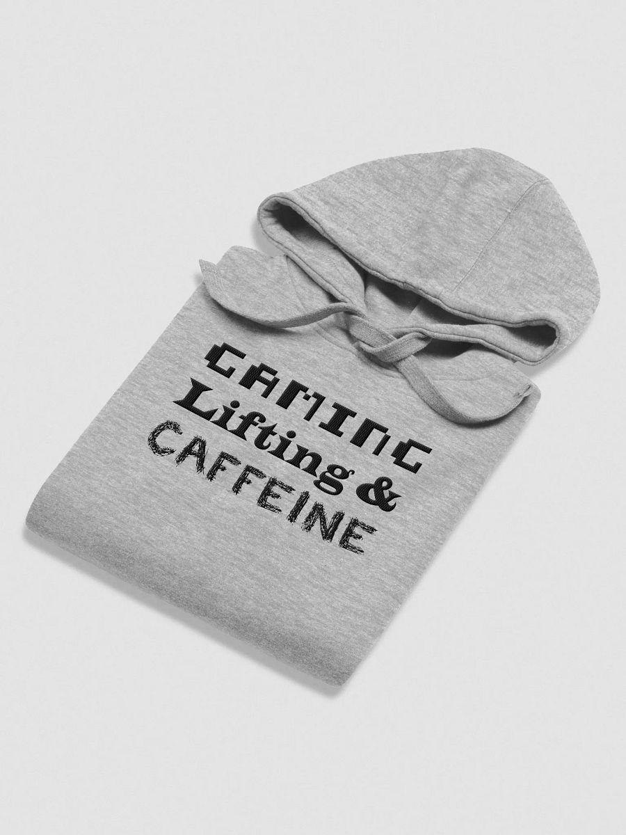 Gaming, Lifting & Caffeine Hoodie - Black Lettering product image (4)