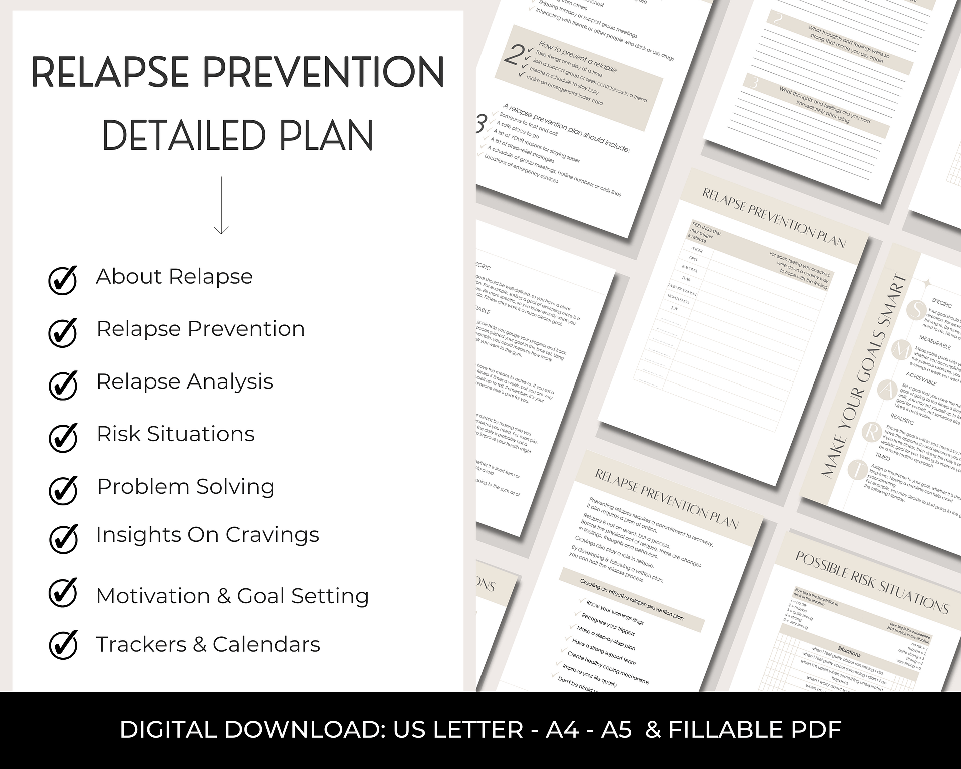 Relapse Prevention Plan Workbook for Addiction Recovery: Self-Help Tools & Therapist Resources product image (2)