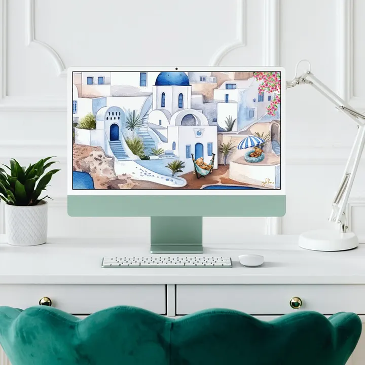 Santorini Dreaming Desktop, Laptop & Smart TV Digital Wallpaper | Instant Download | Multiple Resolutions product image (1)