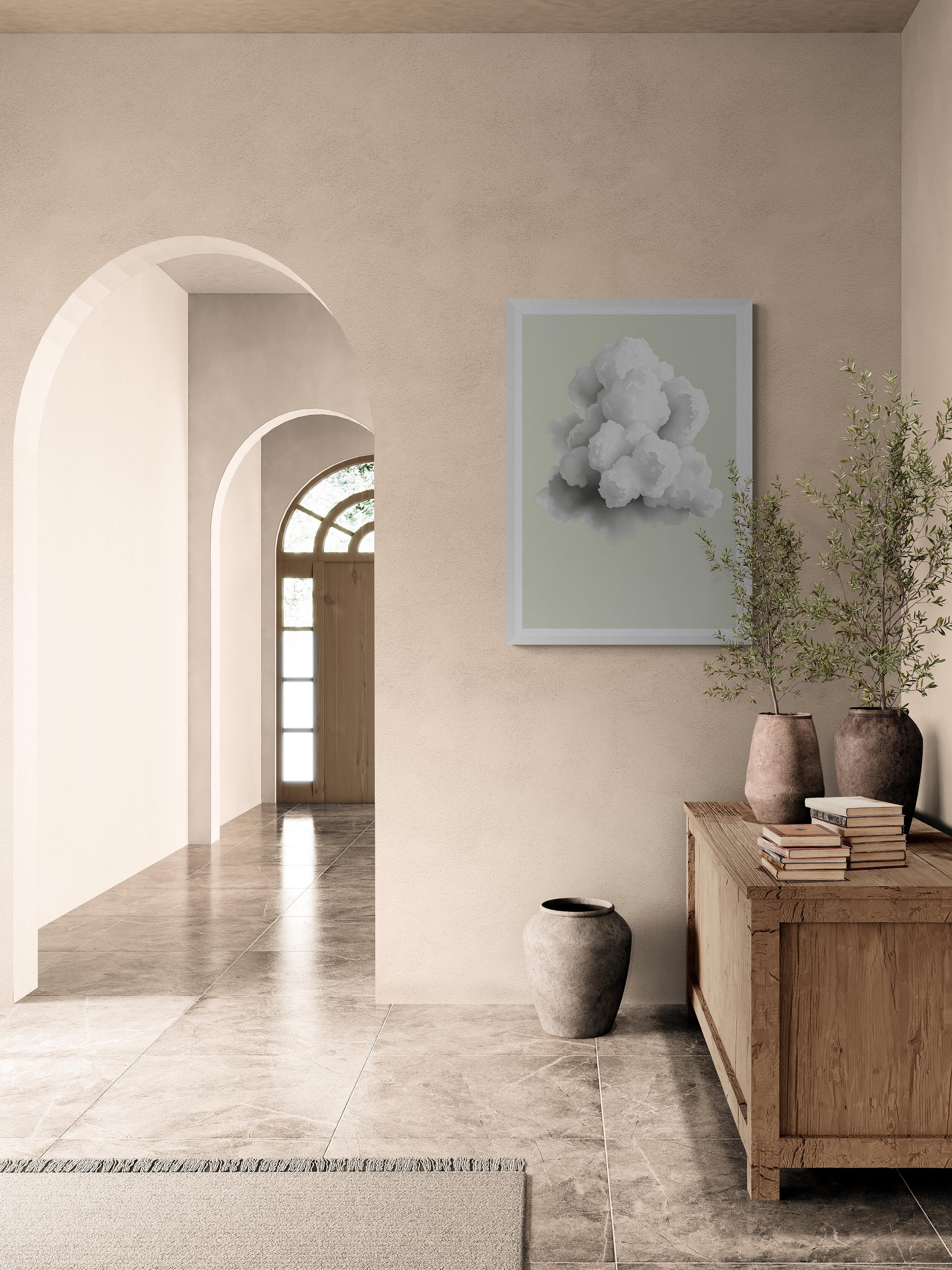 Cartoon Cloud on Olive Green Background product image (1)
