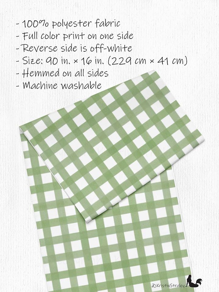 Green Gingham Checker on White Table Runner product image (2)