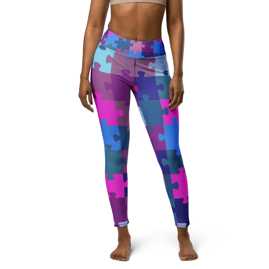 Multi-Colored Geometric Puzzle Pattern Yoga Leggings product image (4)