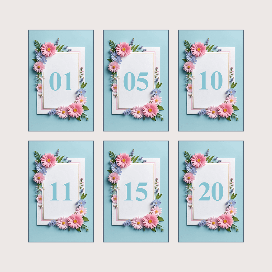 Floral Table Number Card - Dizynai (DTN-05) product image (2)