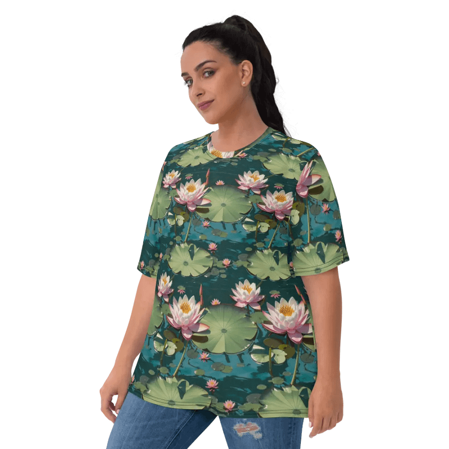 Floral Lily Pad Themed All Over Print T-shirt product image (3)