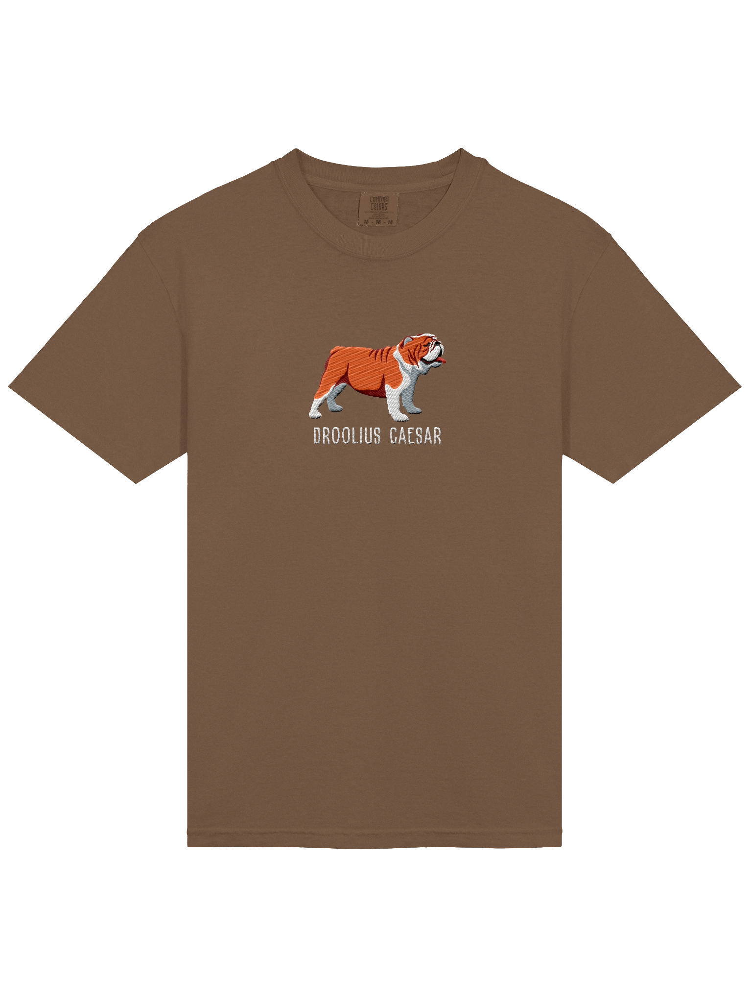 Droolius Caesar T-Shirt(Embroidered) of an English Bulldog(Red & White) product image (23)