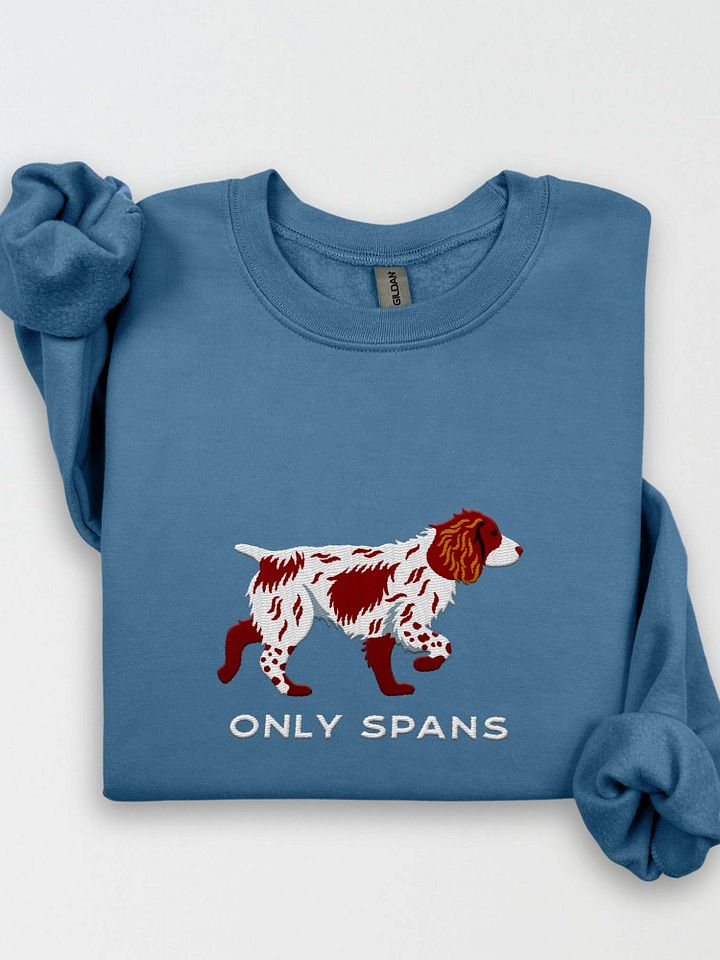 Only Spans Sweatshirt (Embroidered) of a Working Cocker Spaniel(Liver & White) product image (1)