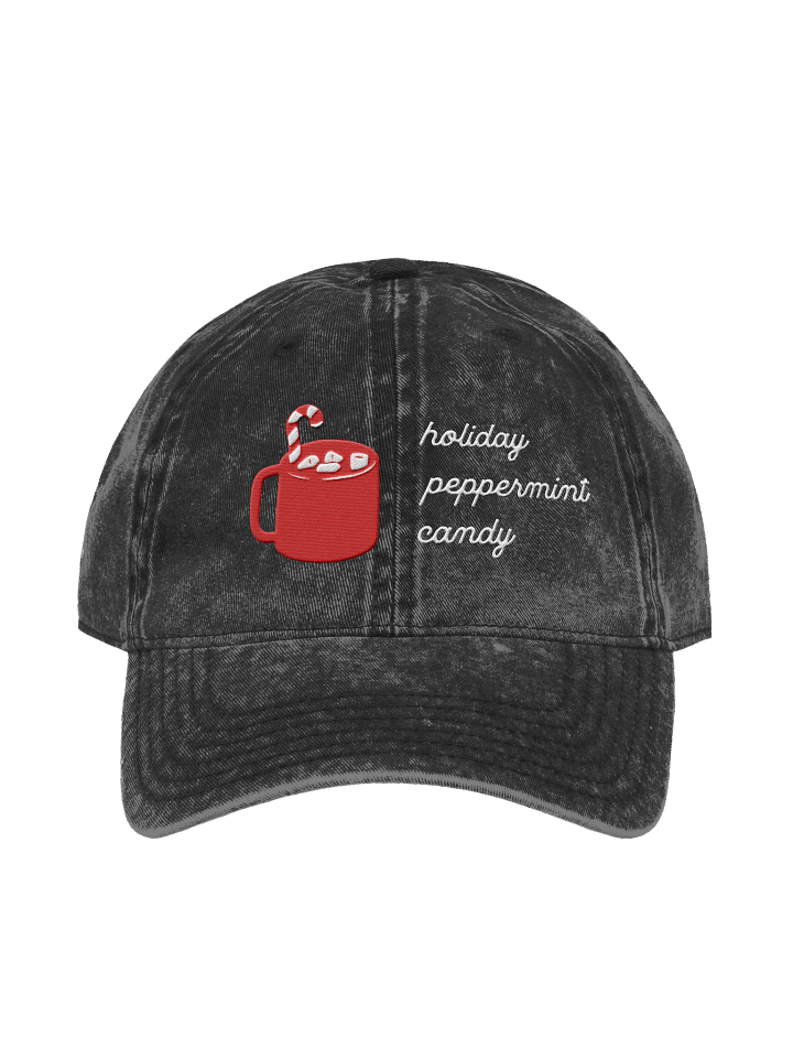 Holiday Peppermint Candy Embroidery Vintage Denim Hat product image (1)