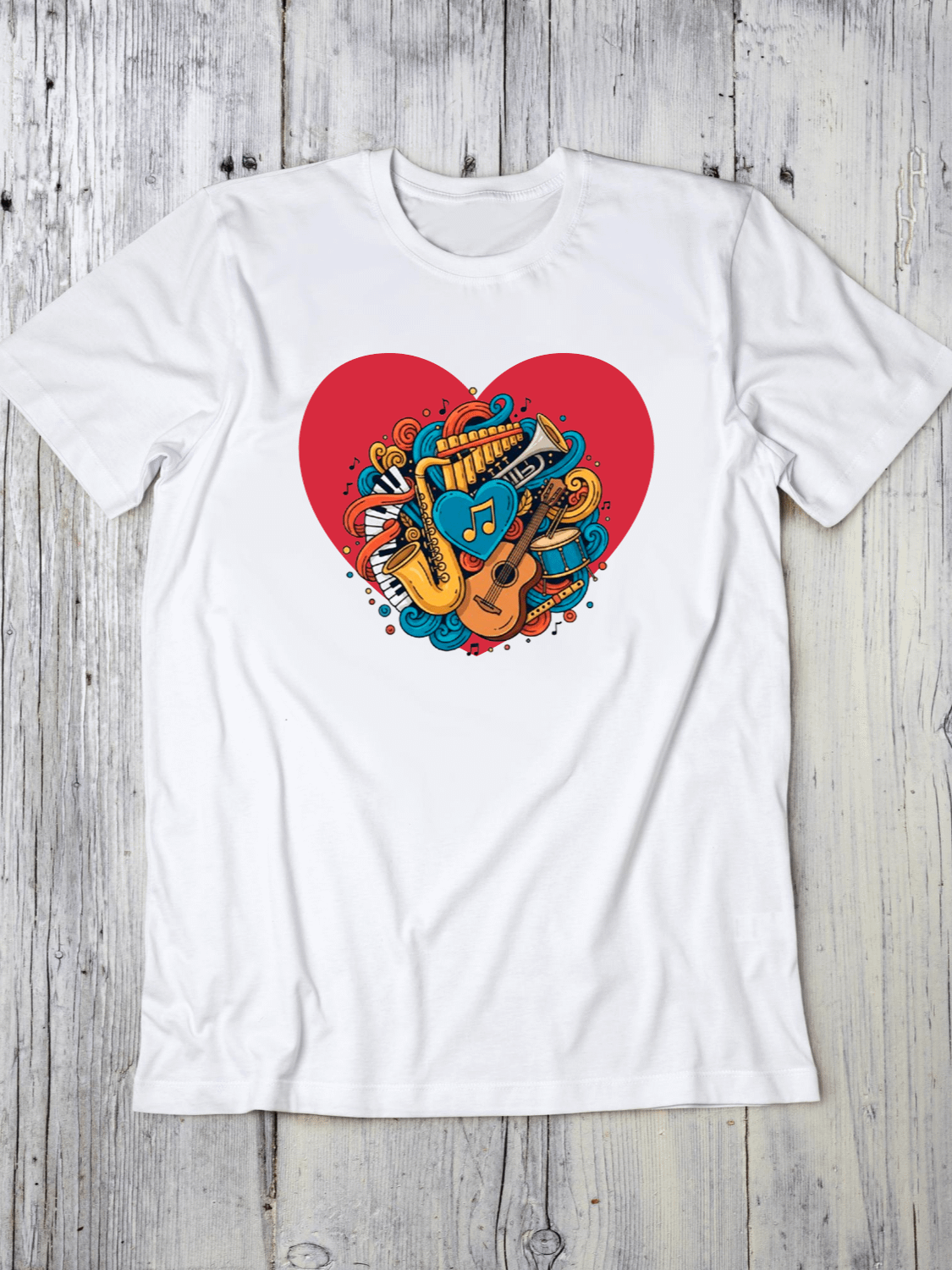 New Digital Product Doodle Art Music Heart - Intricate Musical Instruments Design for Bohemian & Artistic Souls product image (1)