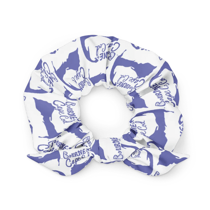 BOURNE to Cape Cod™ | Hair Tie | Coastal Chic | All-Over Logo Print | Slate Blue on White product image (1)