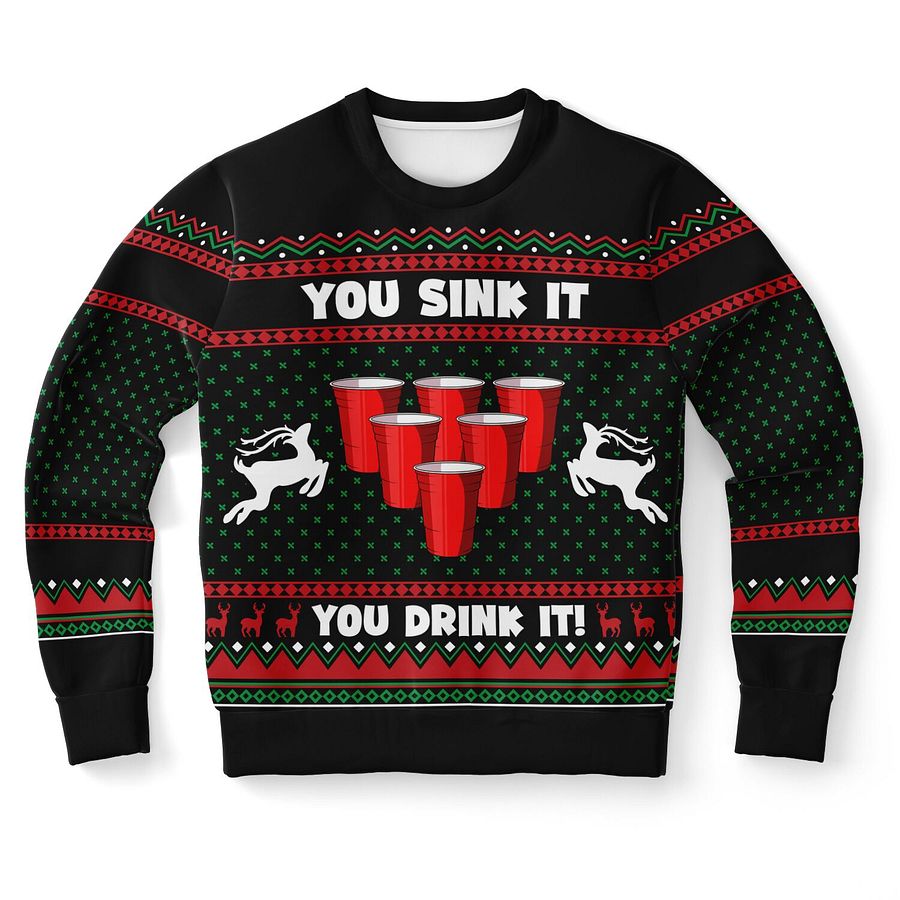 Festive Beer Pong Christmas Sweatshirt – 