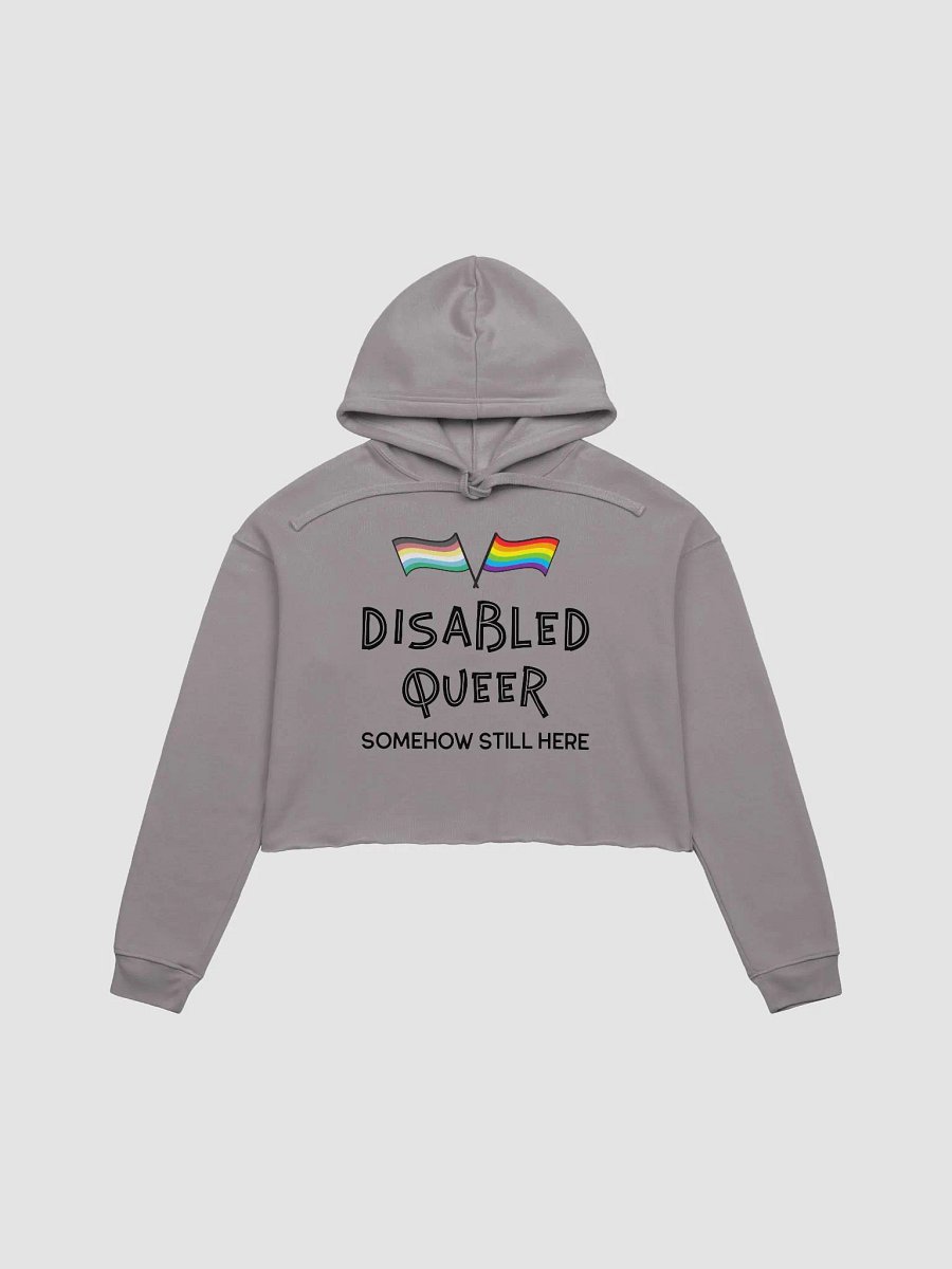 Disabled Queer Still Here fleece crop hoodie product image (13)