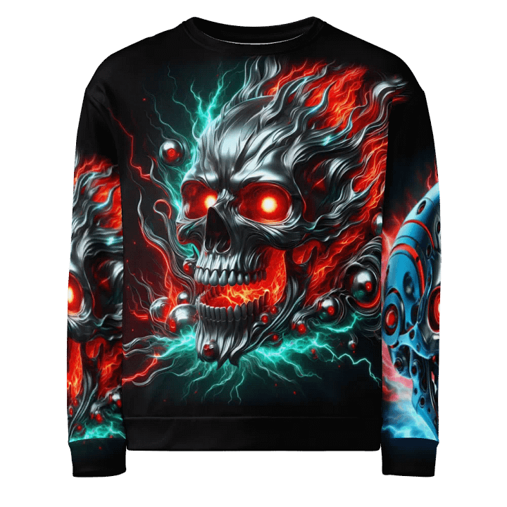 Futuristic RoboSkull All-Over - Unisex Sweatshirt #10 product image (1)