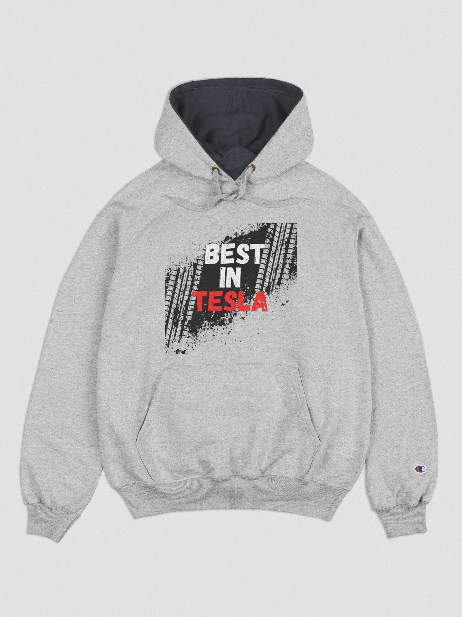 BestInTESLA with tire tracks Hoodie - Grey product image (1)