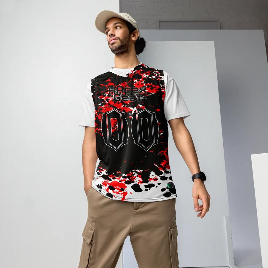 Recycled Unisex Basketball Jersey - Black HApex Gear Black Logo product image (5)