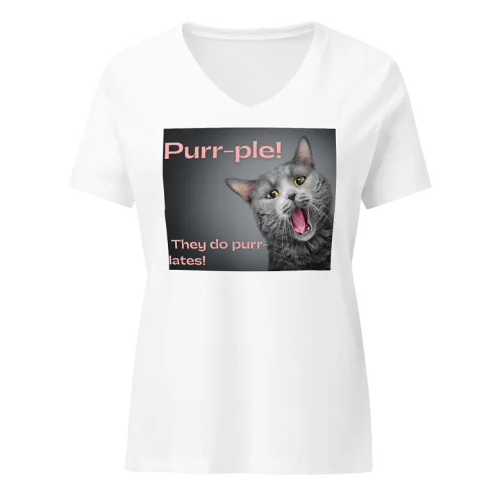 Purr-ple Meow Women's V-Neck Tee product image (1)