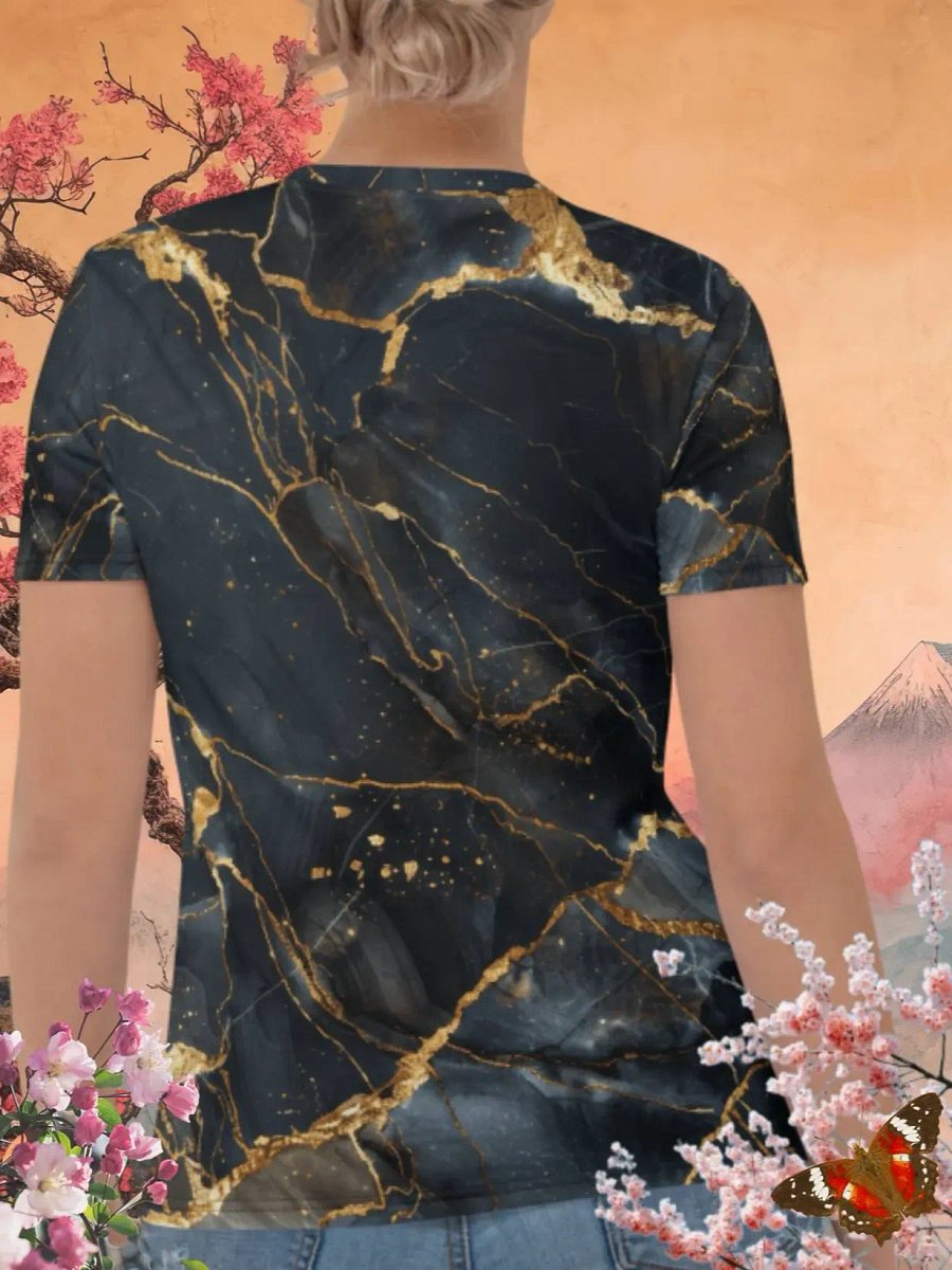 Dark Blue Marble Print T-Shirt product image (4)