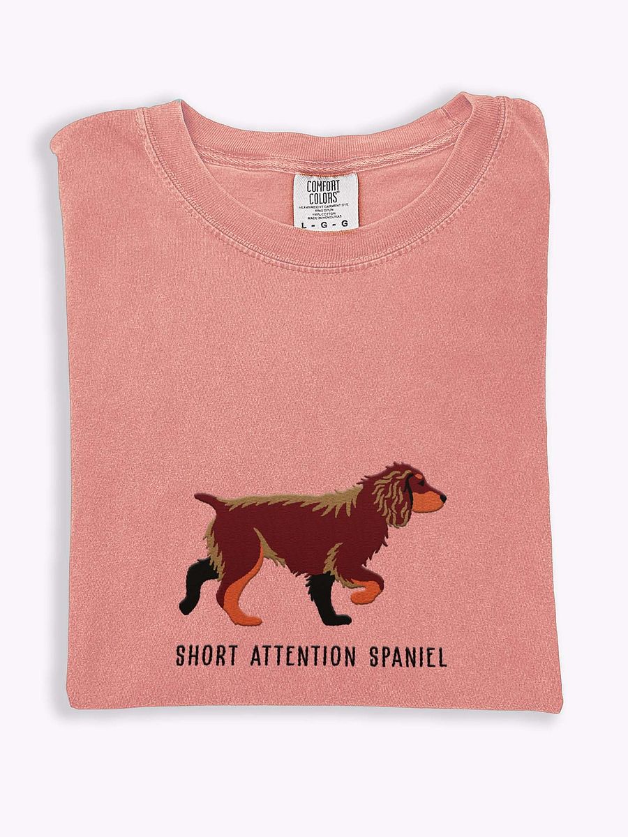Short Attention Spaniel T-Shirt(Embroidered) of a Working Cocker Spaniel(Liver & Tan) product image (1)