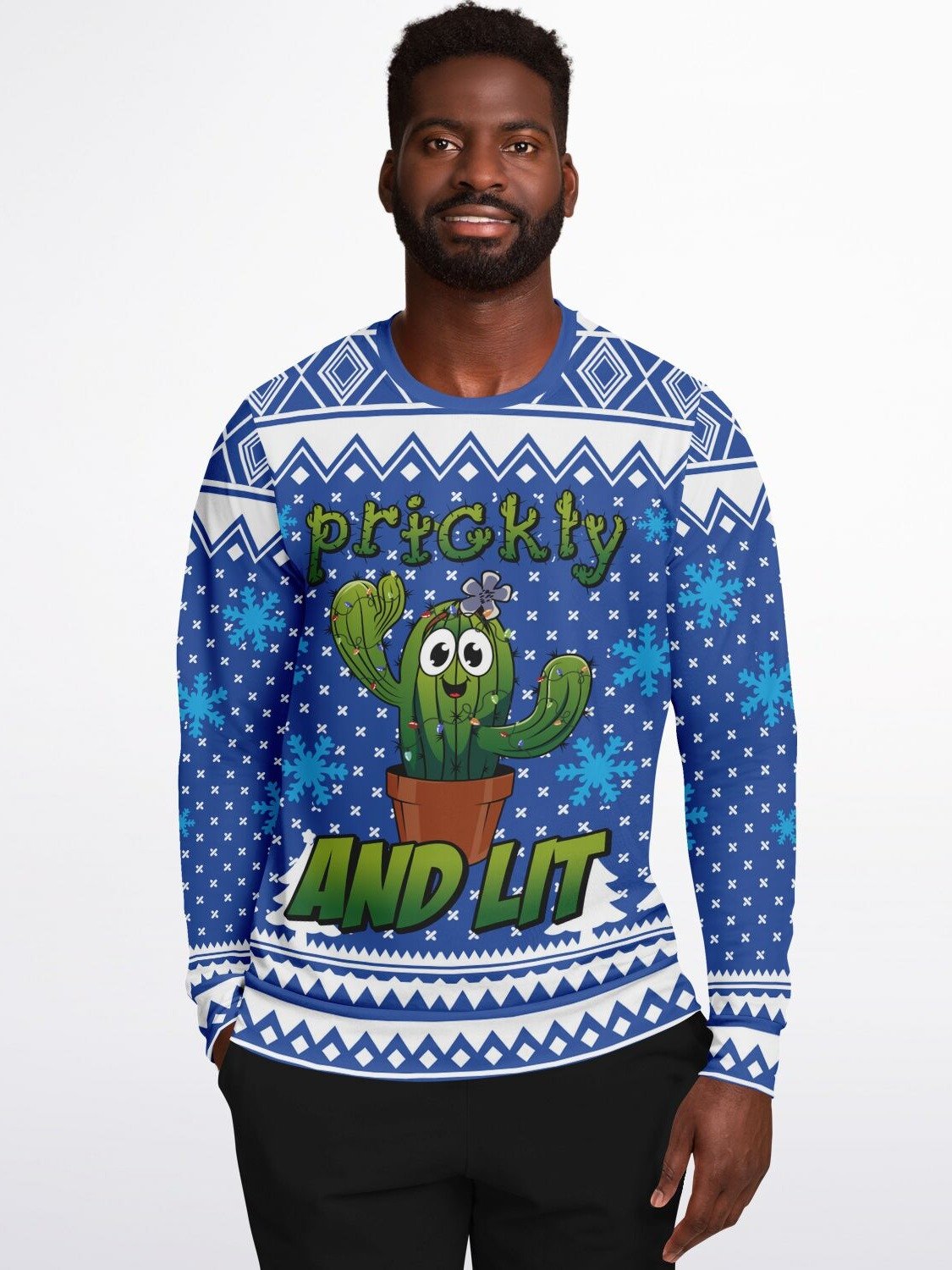 "Prickly and Lit" Cactus Christmas Sweater | Funny Plant Holiday Sweatshirt | Succulent Winter Party Outfit product image (7)