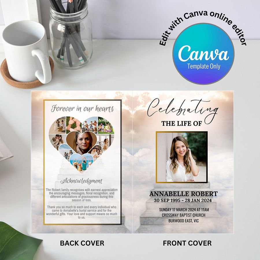 Stairs To Heaven Funeral Program Canva Template product image (4)