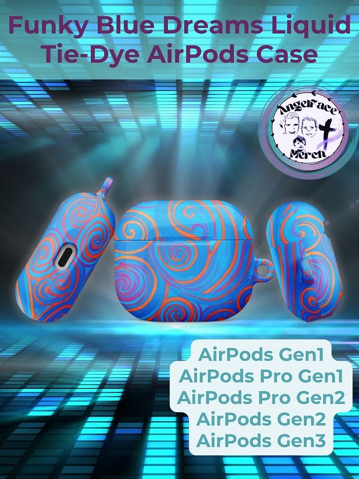 Funky Blue Dreams Liquid Tie-Dye Airpods Case product image (1)