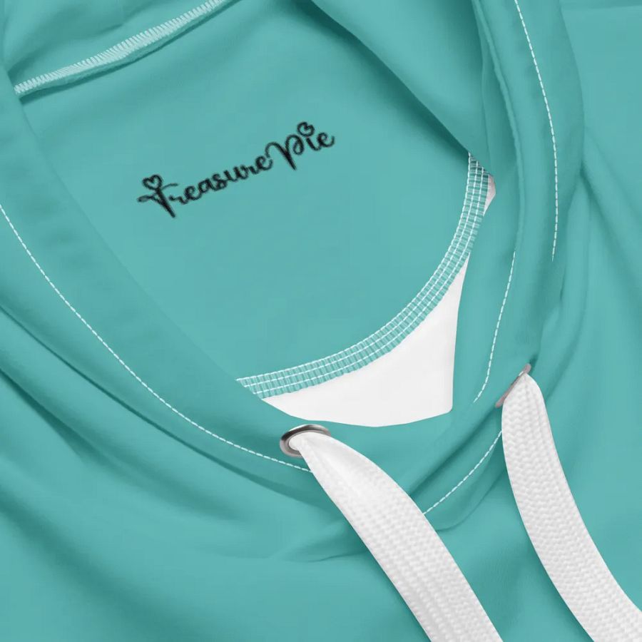 Plain Turquoise Blue True Summer Unisex Recycled Polyester Heavyweight Premium Hoodie by Treasure Pie product image (7)