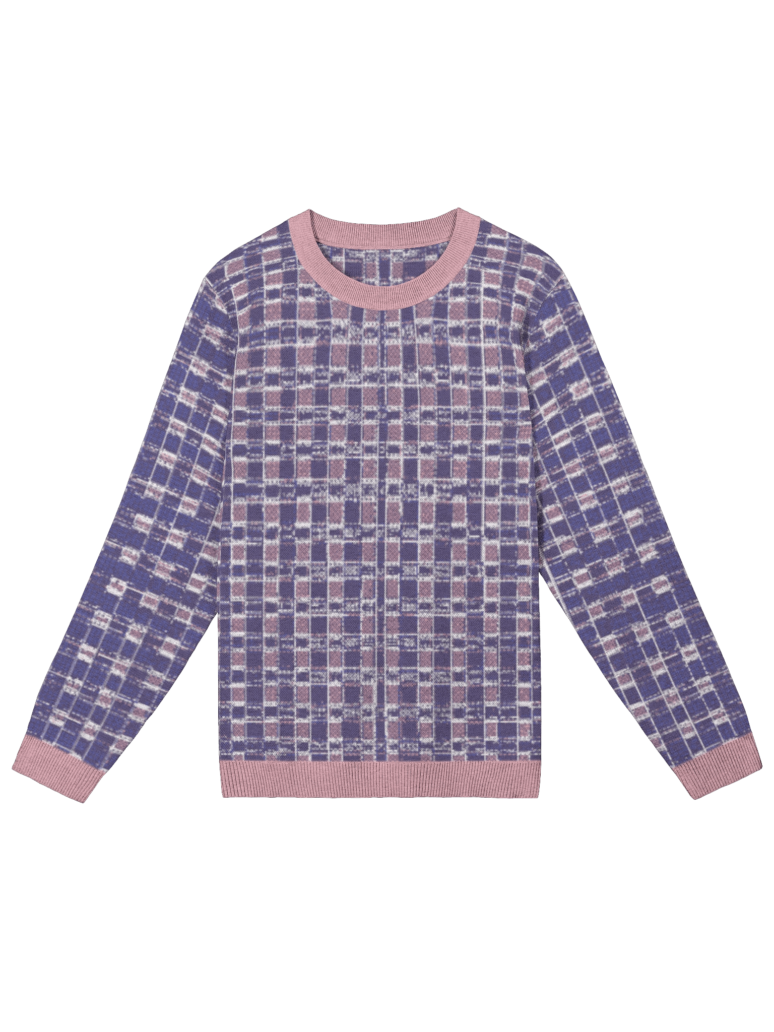 Abstract Plaid Crewneck Sweater – Lavender & Rose product image (5)