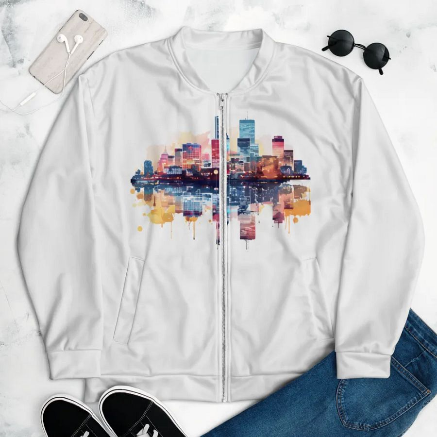 Skyline Reflections Custom Bomber Jacket product image (4)
