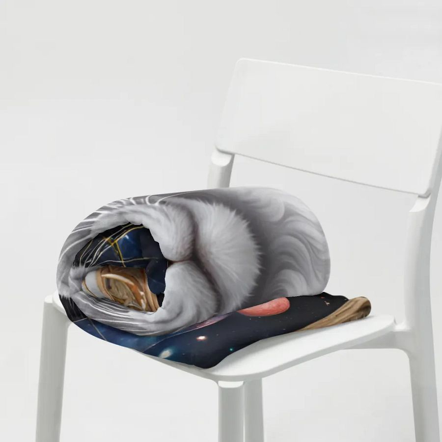 WHITE Cosmic Cat Luxury Throw Blanket product image (8)