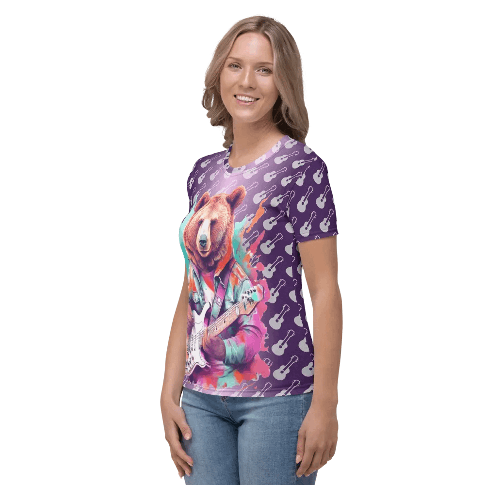 Cool Bear Playing Guitar All Over Print T-shirt product image (4)