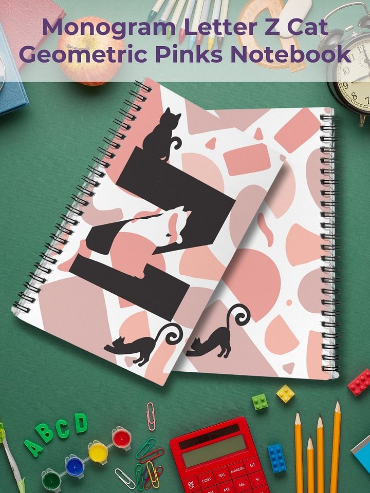 Monogram Letter Z Cat Lover Geometric Pinks Notebook product image (1)