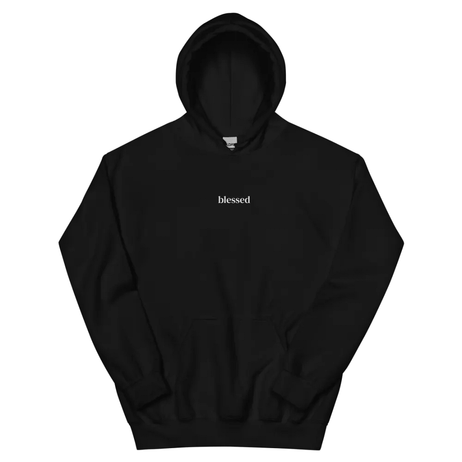 Minimalistic Unisex Blessed Embroided Hoodie (White Embroided) product image (2)
