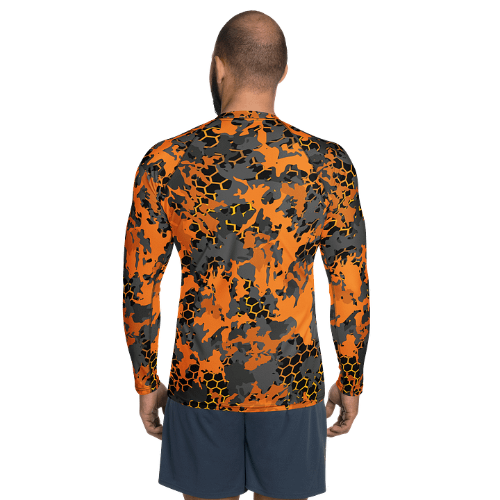 Orange Camo Hexagon Rash Guard product image (2)