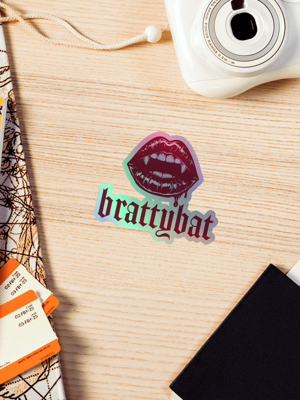 brattybat holographic logo sticker - red product image (3)