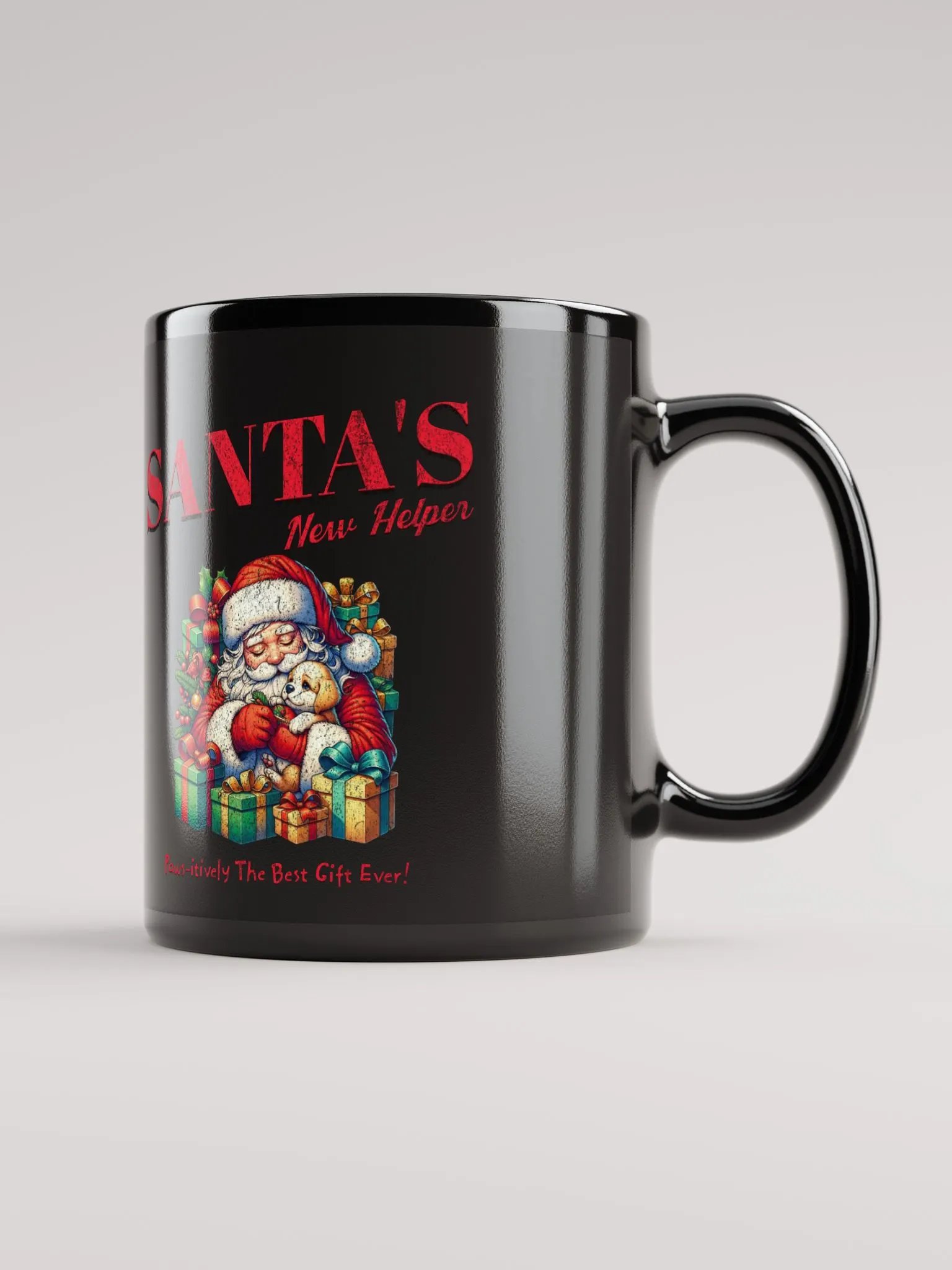 Santa's New Helper - Dog Lovers Black Mug product image (2)