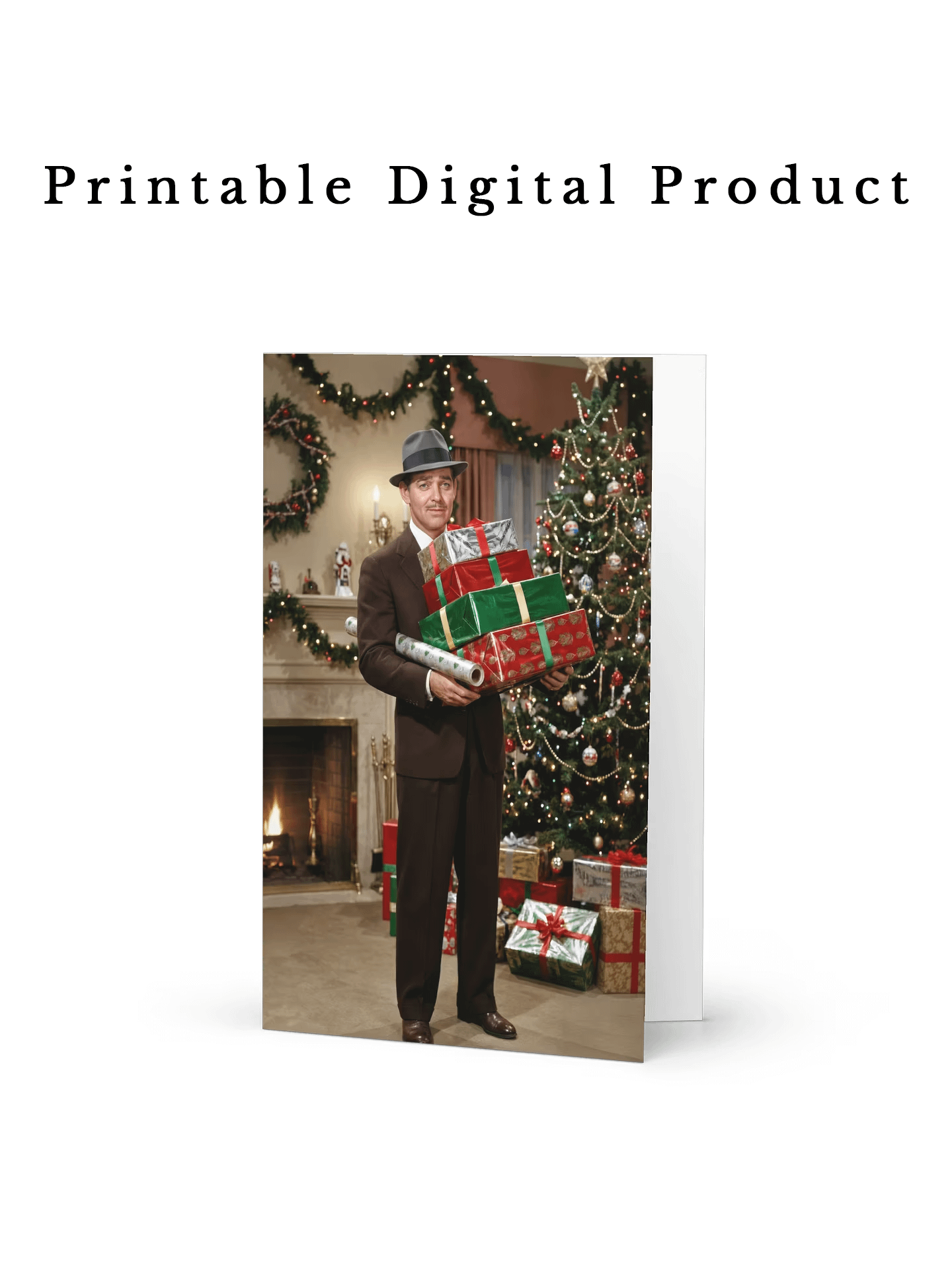 Printable Clark Gable Christmas Gift Postcard 🎁✨ product image (1)