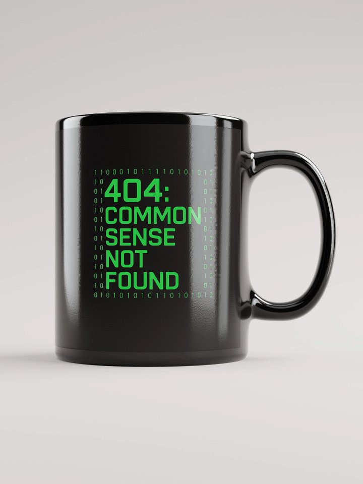 Funny 404 Error Black Mug | Coder Gift & Tech Humor Cup product image (1)