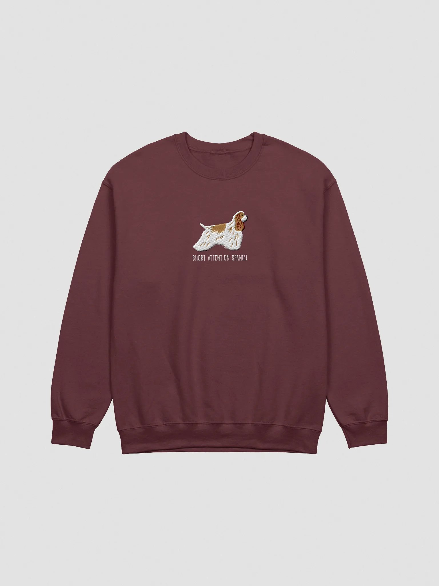 Short Attention Spaniel Sweatshirt (Embroidered) of an American Cocker Spaniel(Brown & White) product image (3)