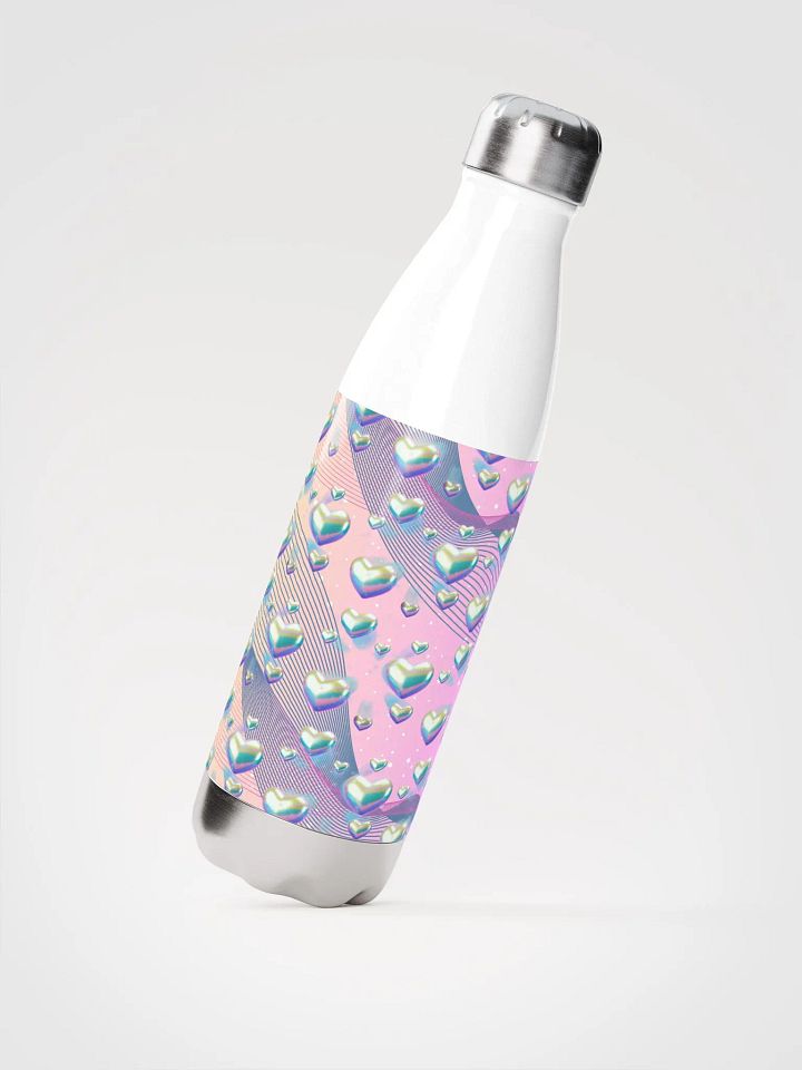 Pink metallic hearts design and girls Steel Water Bottle for the feminine ladies product image (2)