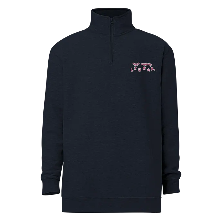 *not* mentally linear. (pink bubble design) embroidered quarter zip product image (12)