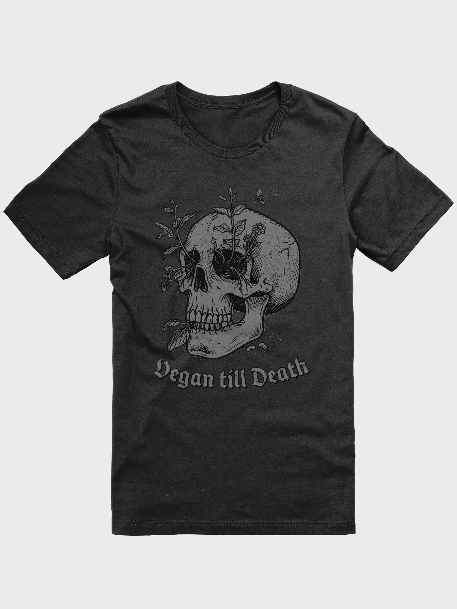 Vegan till Death - black & gray print tee product image (1)