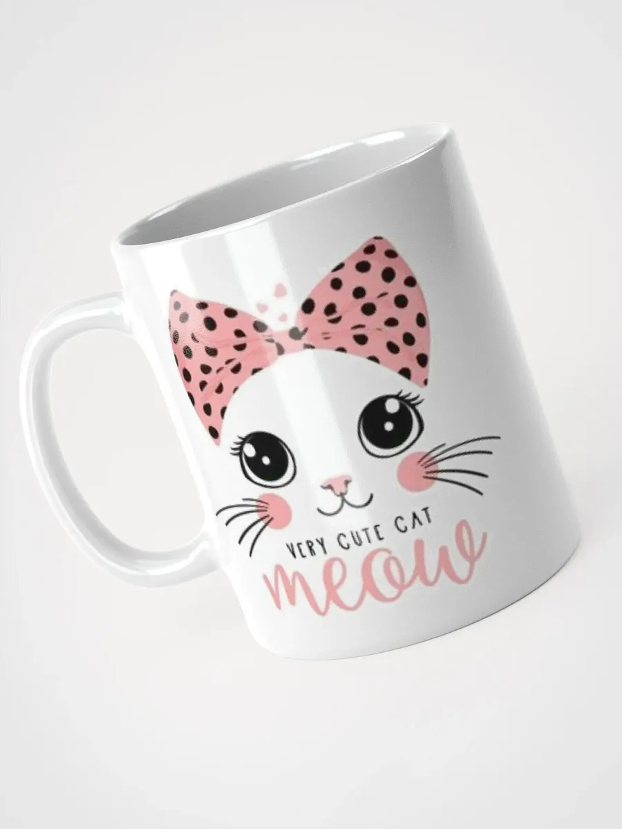 White Glossy Mug Cute Cat product image (3)