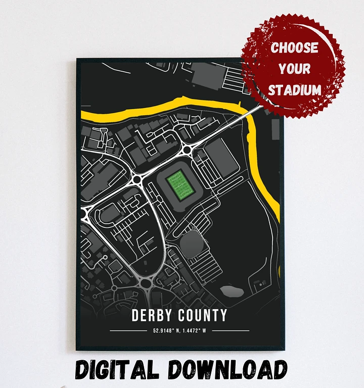 Derby County Map Design Digital Download product image (1)