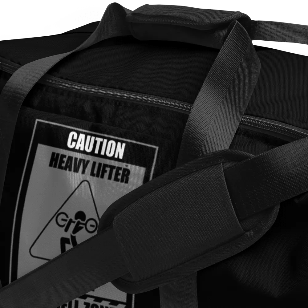 Caution Heavy Lifter Ahead-Barbell Zone Duffle Bag (Black) product image (4)