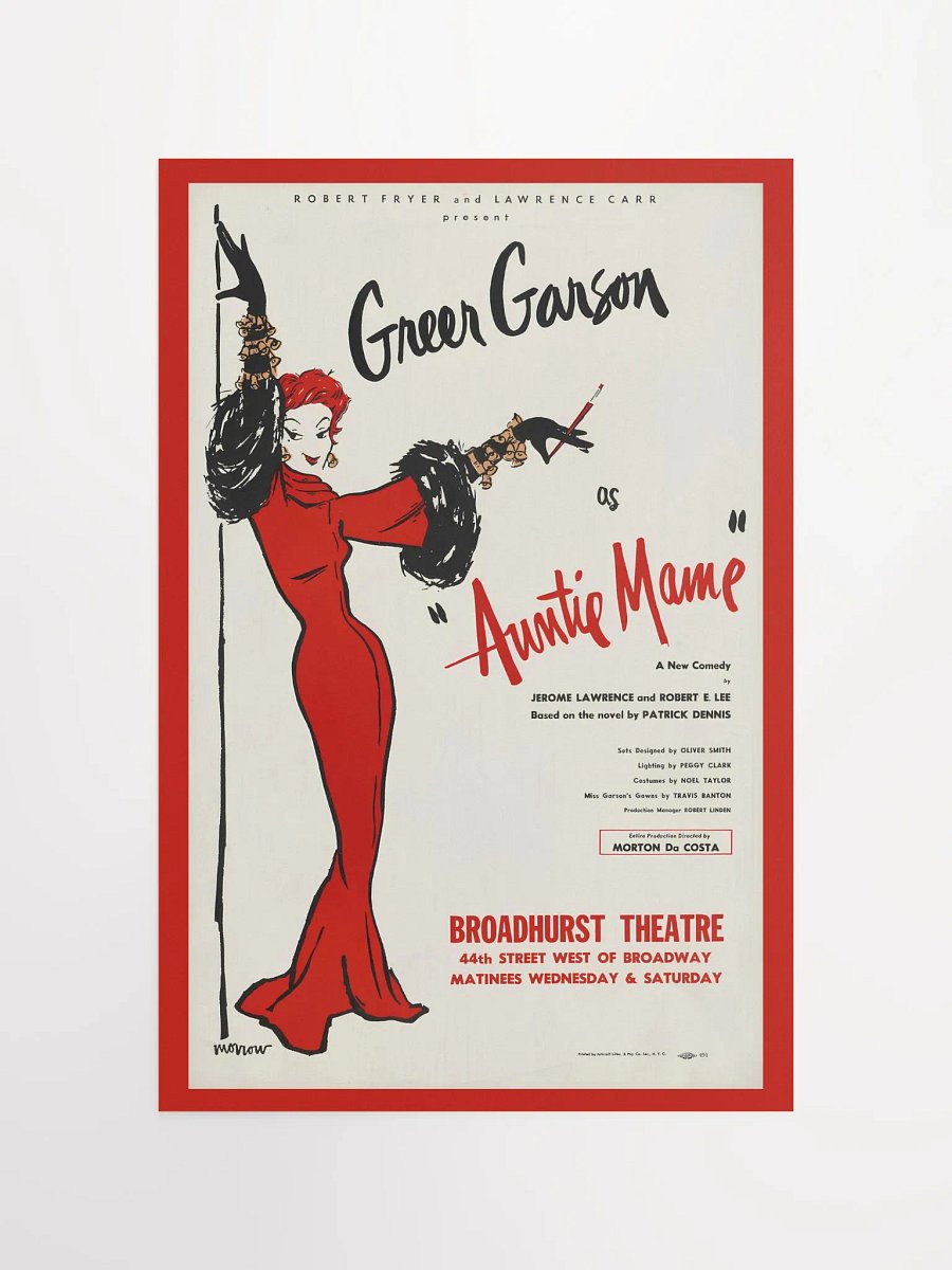 Vintage "Auntie Mame" Broadway Poster - Iconic Greer Garson in Scarlet Elegance product image (7)