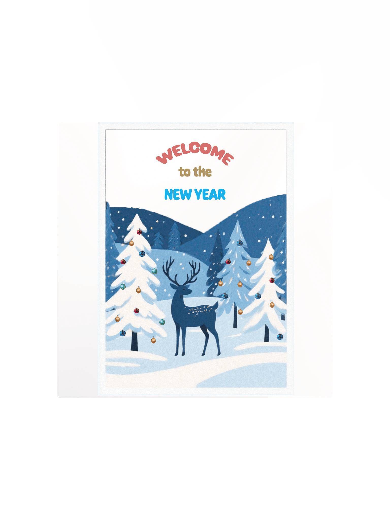 Welcome to the New Year – Winter Deer Scene Festive Holiday Design product image (1)